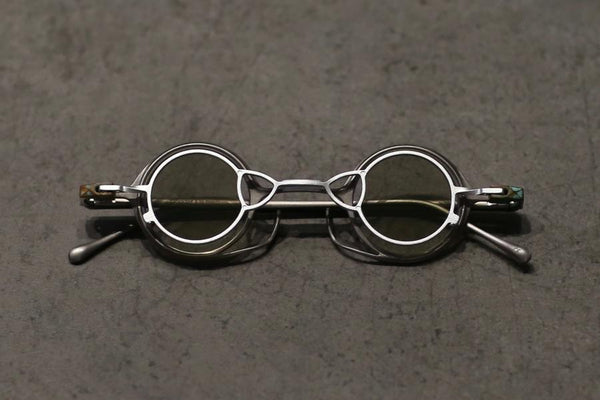 Rigards RG0105TI series collection Titanium free-detachable double-layer glasses RG-RG0105TI-FGTL Retro titanium + silver green lens glasses